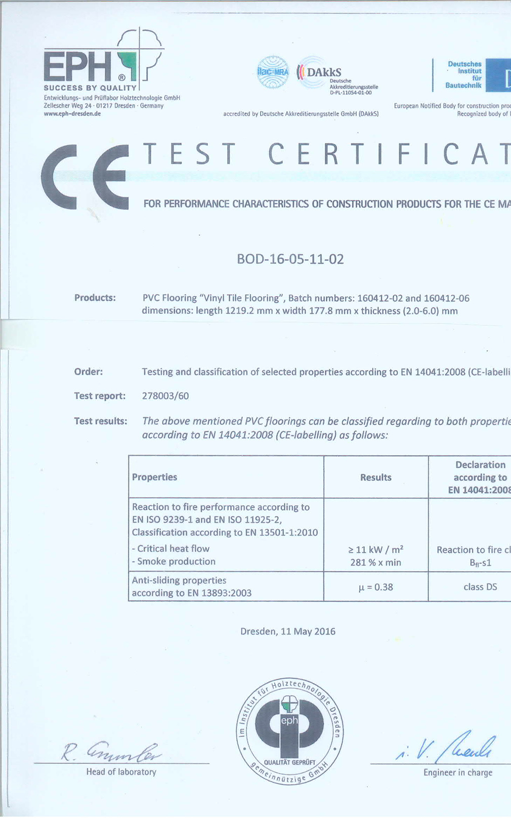 Aquaplank vinilinės grindų dangos CE sertifikatas